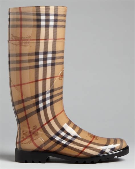 fake burberry patterned rain boots